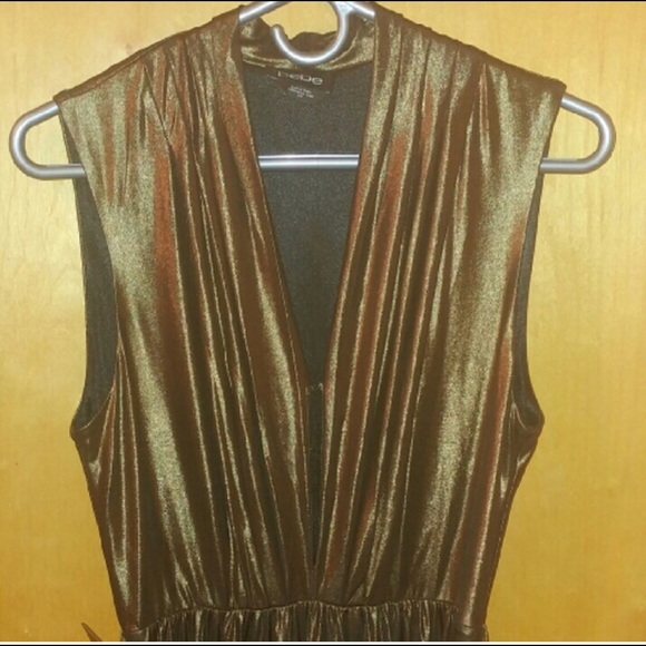 Bebe Bronze Belted Maxi Dress size Small - Picture 3 of 5